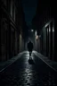 Placeholder: A dark street with an unknown man walking in his hand, best quality, cinematic shot,