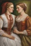 Placeholder: Create a portrait of two women - German and Polish in romantic relationship