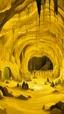 Placeholder: A golden yellow cave with music notes painted by Grant Wood