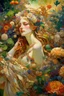 Placeholder: A beauty in the garden? unusual flowers, very cute, smooth, active sequins, elegant fantasy, intricate, 8k, oil on canvas, beautiful, high detail, fantastic view, hyperrealistic, over-detailed, clear quality, colorful, artgerm, Alphonse Mucha, Catherine Abel. Catherine Welz Stein. Dmitry Vishnevsky. Gustav Klimt, R. Giger. Jacek Yerka. Josephine Wall, Carrie Ann Baade