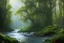 Placeholder: Peder Monk Monsted style, forest, lake, bushes,