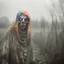 Placeholder: Countryside, morning, foggy. Gritty, raw portrait photo of obscene filthy demons and ghosts with creepy face, eerily mysterious, grainy, intricate patterns, details of the skin extremely accentuated