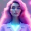 Placeholder: A portrait very beautiful woman ,smiling, longs hairs,elegant, atmospheric, realistic, cinematic lighting, pink blue light, 8k, galactic atmosphere, flowers