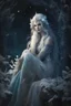 Placeholder: Ice elven princess,rapunzel hair,light blue gold hair,very long hair,elven crown,elven ears,golden armor,ice crystals,ice flowers,frozen ice ivy,snow,snowing,beautiful,sparkle,glitter,icy dragonflies,perfect hands,thick wavy long hair,beautiful eyes long lashes,snowing,ice castle,dark blue,crystal