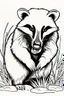 Placeholder: coloring page for kids, BADGER, thick outline, low details, no shading, no color