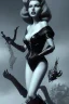 Placeholder: Rita Hayworth as evil queen in black leather, busty, cleavage, curvy, angry, stern look. character design by cory loftis, fenghua zhong, ryohei hase, ismail inceoglu and ruan jia. unreal engine 5, artistic lighting, highly detailed, photorealistic, fantasy