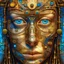 Placeholder: Leonardo Da Vinci masterpiece illustration of a front complex biomechanical woman colored face mixed to supplies (detailed eyes, nose, mouth , neck), made of various colored metal objects all around and inside head, centered composition, HDR, UHD, all in focus, clean face, no grain, concept art