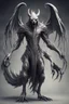 Placeholder: metalic frightful horror ghost beast guardian of knowlage with tail and wings