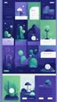 Placeholder: illustrations with a simple art style that show home page use dark blue-purple and energy green and minimal