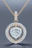 Placeholder: Create a visually stunning and luxurious image of a diamond necklace with a big heart shape diamond at the center and 3 layers of small round diamonds around it