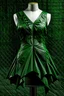 Placeholder: A dark green leather dress, without sleeves,used in pleats, inspired by the fractal in geometry.