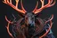 Placeholder: Shadow symbiote in 8k realistic anime e drawing style, human model, close picture, Deer them, neon crystal antlers deer, intricate details, highly detailed, high details, detailed portrait, masterpiece,ultra detailed, ultra quality