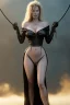 Placeholder: Kim Basinger in black leather gown, holding a whip, evil,energetic, villain, busty, cleavage, curvy, angry, happy, stern look. character design by cory loftis, fenghua zhong, ryohei hase, ismail inceoglu and ruan jia. unreal engine 5, artistic lighting, highly detailed, photorealistic, fantasy