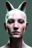 Placeholder: Medium Close Up Portrait, Front image. cyberpunk, rabbit mask, british woman, short hair. Latex suit army. white, pink, color. Sexy style. Color background, photo studio. Avatar image, highly detailed, concept art, smooth, unreal engine 5, ray tracing, RTX, lumen lighting, ultra detail, volumetric lighting, 3d, finely drawn, high definition, high resolution.