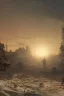 Placeholder: highly detailed post apocolyptic scene, sunset, illustration, cinematic lighting, 4k, 8k, octane render, digital concept art, trending on artstation, pinterest, extremely detailed, ambient lighting.