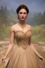 Placeholder: long shot beautiful and gorgerous duchess with incredible jewellery in 19th century clothing by Greg Rutkowski and Artgerm and Emile Vernon and Vladimir Volegov, in a brown dress, mystical castle background, art illustration, natural beauty, muted colors, pastels, perfect fingers, higly detailed, expressive, high detail, symmetrical, digital painting, symmetrical eyes, dynamic lighting, artstation, cinematic lighting, intricate artwork, emitting diodes, smoke, artillery, sparks, racks, system u