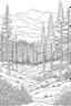 Placeholder: outline art for landscapes coloring pages for adults with forest in winter, white background, Sketch styl, only use outline. Mandala style, clean line art, no shadows and clear and well outlined, Intricate Patterns and Details