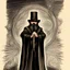 Placeholder: a short wizard with a tall hat, long black hair and beard, detailed rugged and elderly face, tall, fantasy magic, wielding a magical glowing staff, worn out mythical robe, standing in front of dimly lit abbey, dark light night, intricate, elegant, sharp focus, illustration, highly detailed, complementary colors, vivid contrast, colorful, concept art, matte, art by john avon and christopher rush and Veronique Meignaud, masterpiece