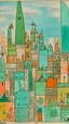 Placeholder: A mint colored noisy metropolis painted by Paul Klee