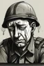 Placeholder: Drawing of a soldier crying