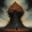 Placeholder: A surreal sentient pile of leaves takes a monstrous form, by Zdzislaw Beksinski, by Dave McKean, by Yves Tanguy, horror art, hyperdetailed modern comic ink illustration, dark autumnal colors and aesthetic.