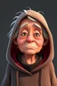 Placeholder: a clear portrait animation of an old weak grandmother wearing short hood