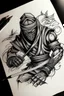 Placeholder: A ninja Traditional style tattoo drawing