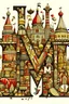 Placeholder: The letter M is made up of many different images of Moscow, Russia.