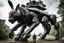 Placeholder: Black rabbit piloting a giant rabbit mech. Photograph.