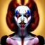 Placeholder: Girl looking at mirror and see a evil clown