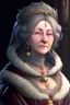 Placeholder: Anime, bubbly middle age woman with medieval gown, HD, extreme detail in the face