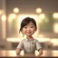 Placeholder: a portrait of smiling cute beautiful chinese little woman wearing formal shirt. medium dark brown hair. fair skin. dark brown eye pupils. small nose. heart face shape. pixar style. 3D. 4k. portrait. highly detailed. sharp focus. high resolution. full color. cinema lighting