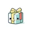 Placeholder: a gift icon,cute，japanese minimalism,cartoon style,graphic illustration