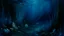 Placeholder: A dark blue underwater abyss with plankton painted by Claude Monet