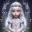 Placeholder: disney toddler, epic white queen, crystal clear ice, majestic, ominous, wildflowers background, intricate, masterpiece, expert, insanely detailed, 4k resolution, retroanime style, cute big circular reflective eyes, cinematic smooth, intricate detail , soft smooth lighting, soft pastel colors, painted Rena