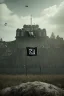 Placeholder: Nazi fortress with nazi party flag , ww2, plane in sky , realistic