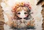 Placeholder: double exposure, merged layers, painted and burned burlap, cute chibi happy anime flower princess in a flowergarden, melting watercolor and black ink outlines on wet paper, soft, shading strokes, in sunshine, ethereal, otherwordly, cinematic postprocessing, bokeh, dof