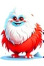 Placeholder: fantasy cartoon style illustration: small little cute yeti creature. Yeti has a red scarf.