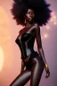 Placeholder: A portrait of a beautiful youthful black woman, wearing a black corset, long black hair, wizard, magical, ethereal, Warm bright lighting. Concept art by wlop. Ultra quality 8k.