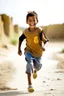 Placeholder: Portrait of libyan boy running barefoot and smiling