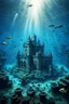 Placeholder: an ancient weird ruins castle from atlantis in the middle of the ocean surrounded by fish, digital fantasy art, in deep sea water, it is an stunning etheral old place, an ecological gothic scene, underwater photograph, reconstruction, stunning ruins, flooded monuments, high detalies, sharp focus, realistic