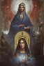 Placeholder: The Virgin Mary, cry in the dark, blood, darkness, Outlast, photorealistic illustration, 8k