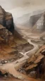 Placeholder: A brown mine in a large mountain painted by Zhang Lu