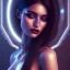 Placeholder: Close-up of a beautiful Arab girl seen through looking glass, dark black hair, dark black eyes, high makeup, Artstation, Light Painting, Super-Resolution Microscopy 8K Phosphor Display, Glossy, Ray Tracing Reflections, RGB Displacement, Glowing Edges, RTX