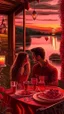 Placeholder: Valentines day date night, no peaple, just scenery, art, drawing, very realistic, detailed, vibrant colors.