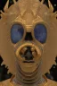 Placeholder: black male African Egyptian alien, cracks in the voodoo head, wicked, eyes, crown, Elephant, 8k, finely detailed, photo realistic, tiger turquoise skull head gold dragon space alien snow skeleton gold teeth silver crown silver space face mask