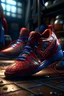 Placeholder: Photoreal gorgeous spiderman nike shoes by lee jeffries, 8k, high detail, smooth render, unreal engine 5, cinema 4d, HDR, dust effect, vivid colors