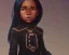 Placeholder: Portrait of a 9 year old cute black toddler witch with busy black hair by Nick Harris