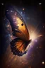 Placeholder: A light luminous brown butterfly in a galaxy of stars in space