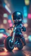 Placeholder: A Sharp Kawaii tiny hyper realistic baby captain america riding mini harley davidson, wearing bikers clothes with happy smile action, night of cyberpunk city background. wide angle full body, 8k, Cinematography, photorealistic,epic composition Unreal Engine,Cinematic, Color Grading, Portrait Photography,Ultra-Wide Angle, Depth of Field, hyper detailed